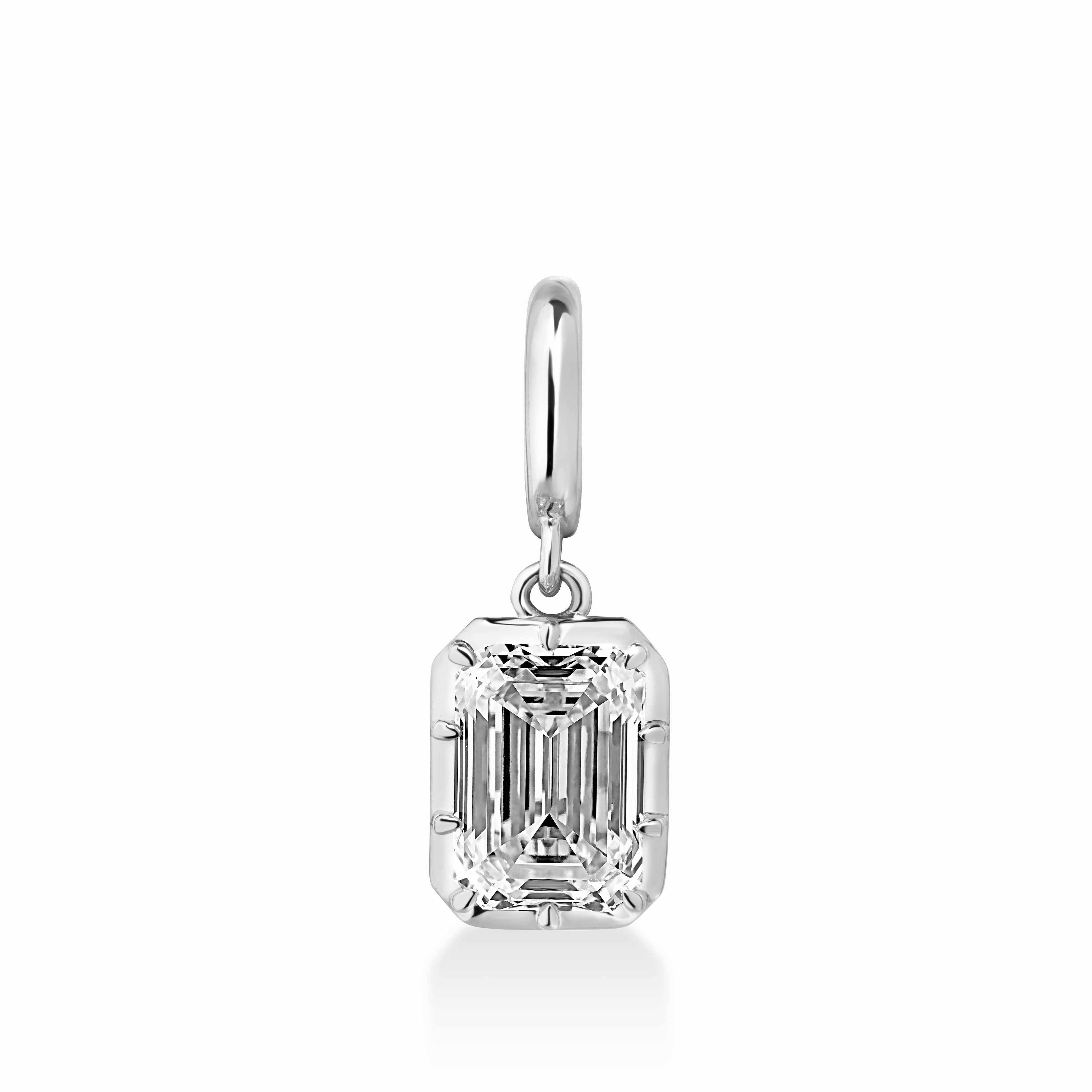 Emerald Georgian Lab Grown Diamond Pendant