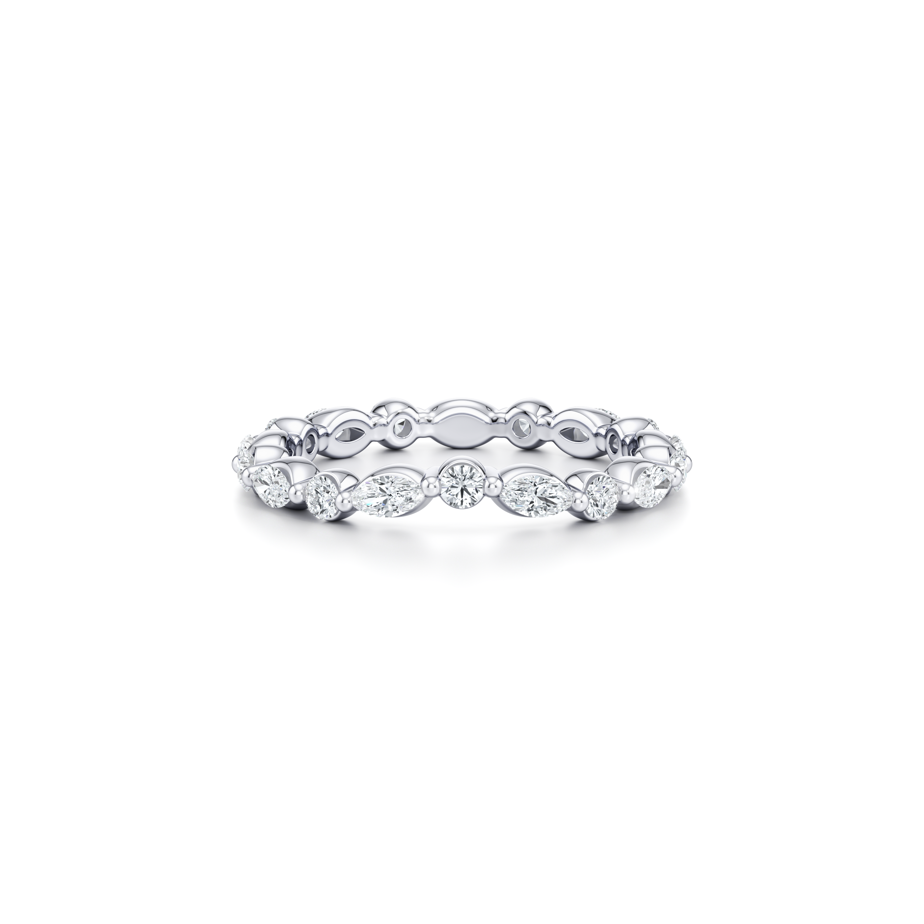 Precious Metal:18k White Gold;Band Style:Eternity