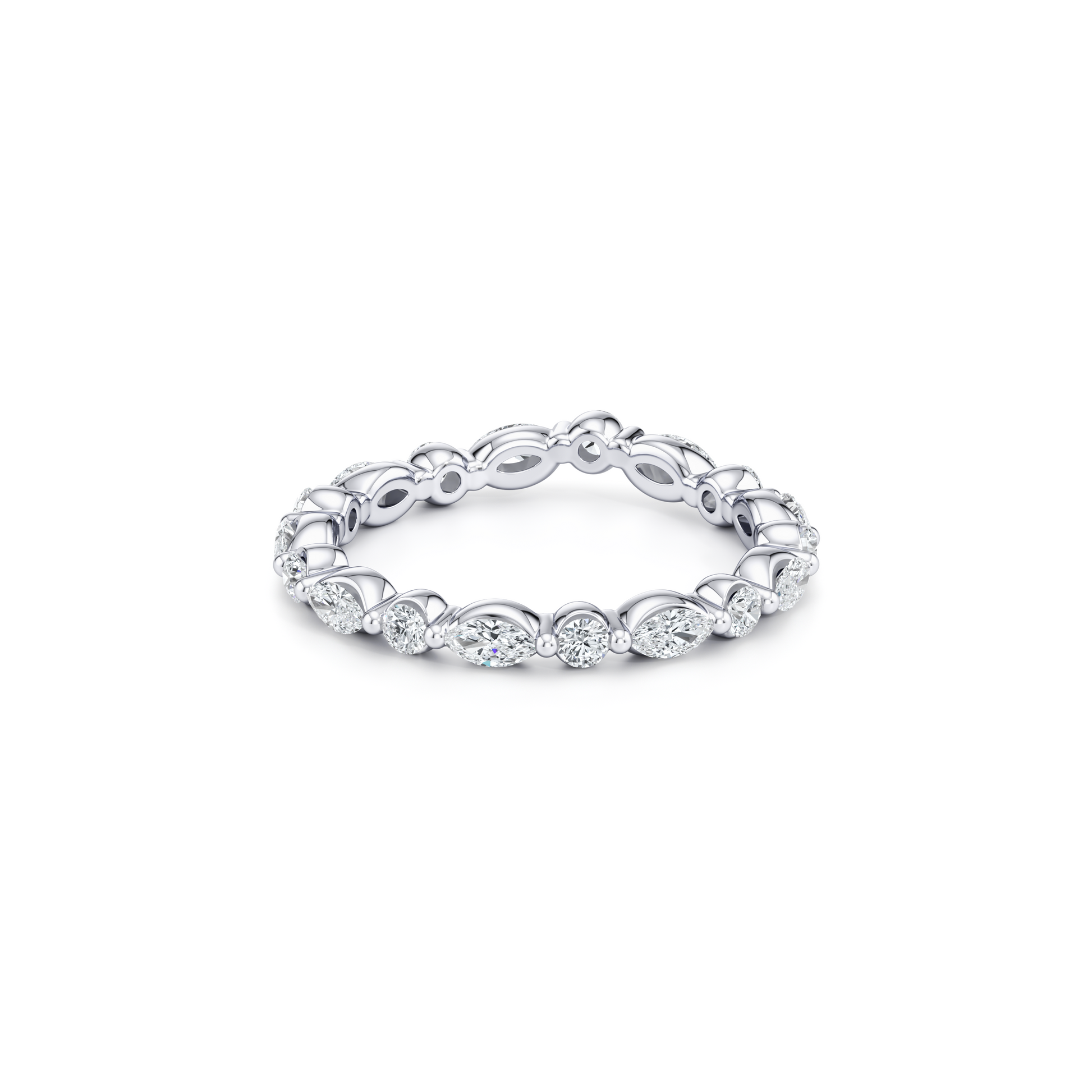 Precious Metal:18k White Gold;Band Style:Eternity