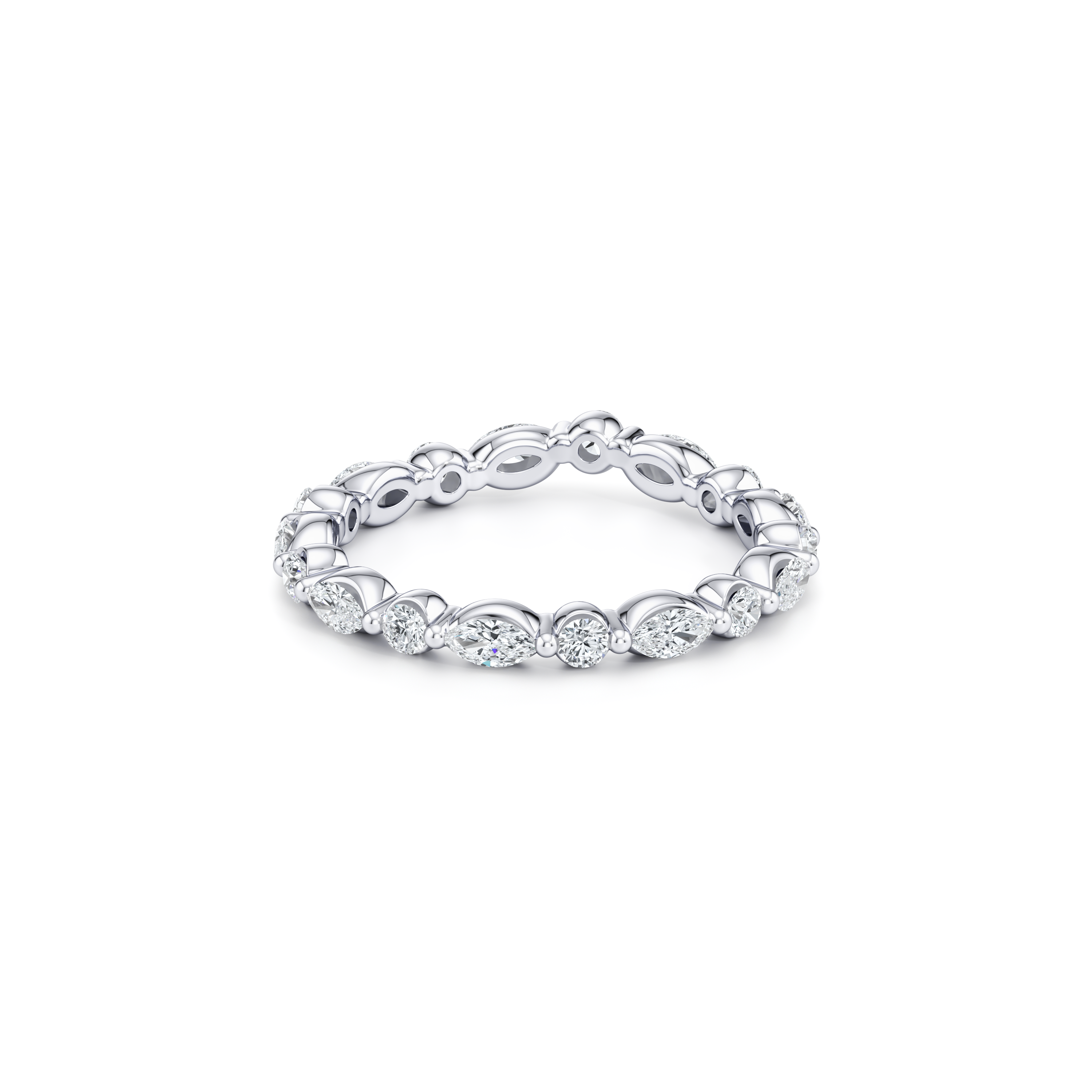 Precious Metal:18k White Gold;Band Style:Eternity